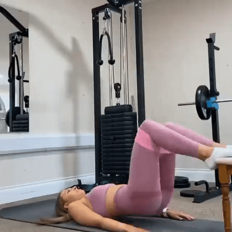 Glute bridge with band example