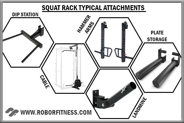 Available squat rack attachments