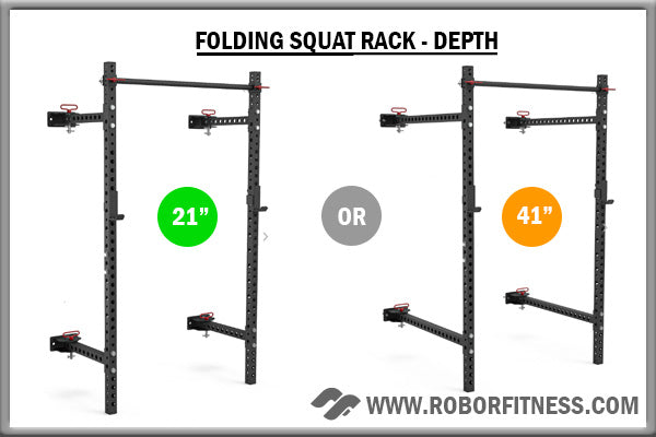 Folding squat rack size options