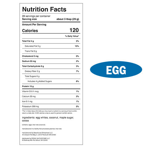 Chocolate egg protein nutrition facts