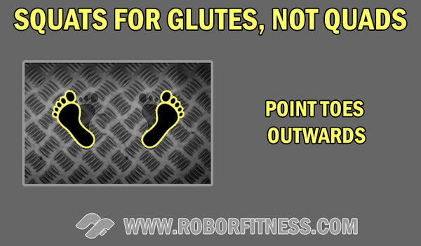 Pointing toes outwards illustration to target glutes when squatting