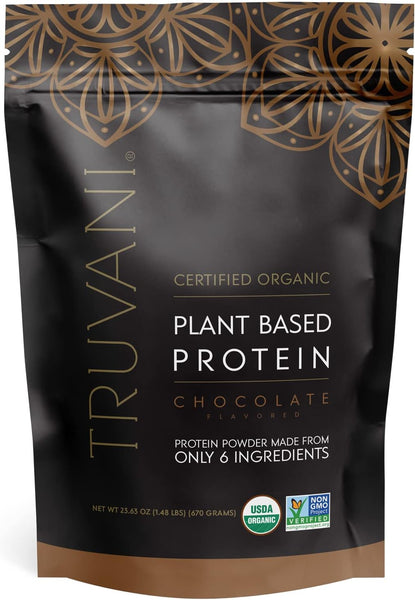 Truvani chocolate plant based protein powder