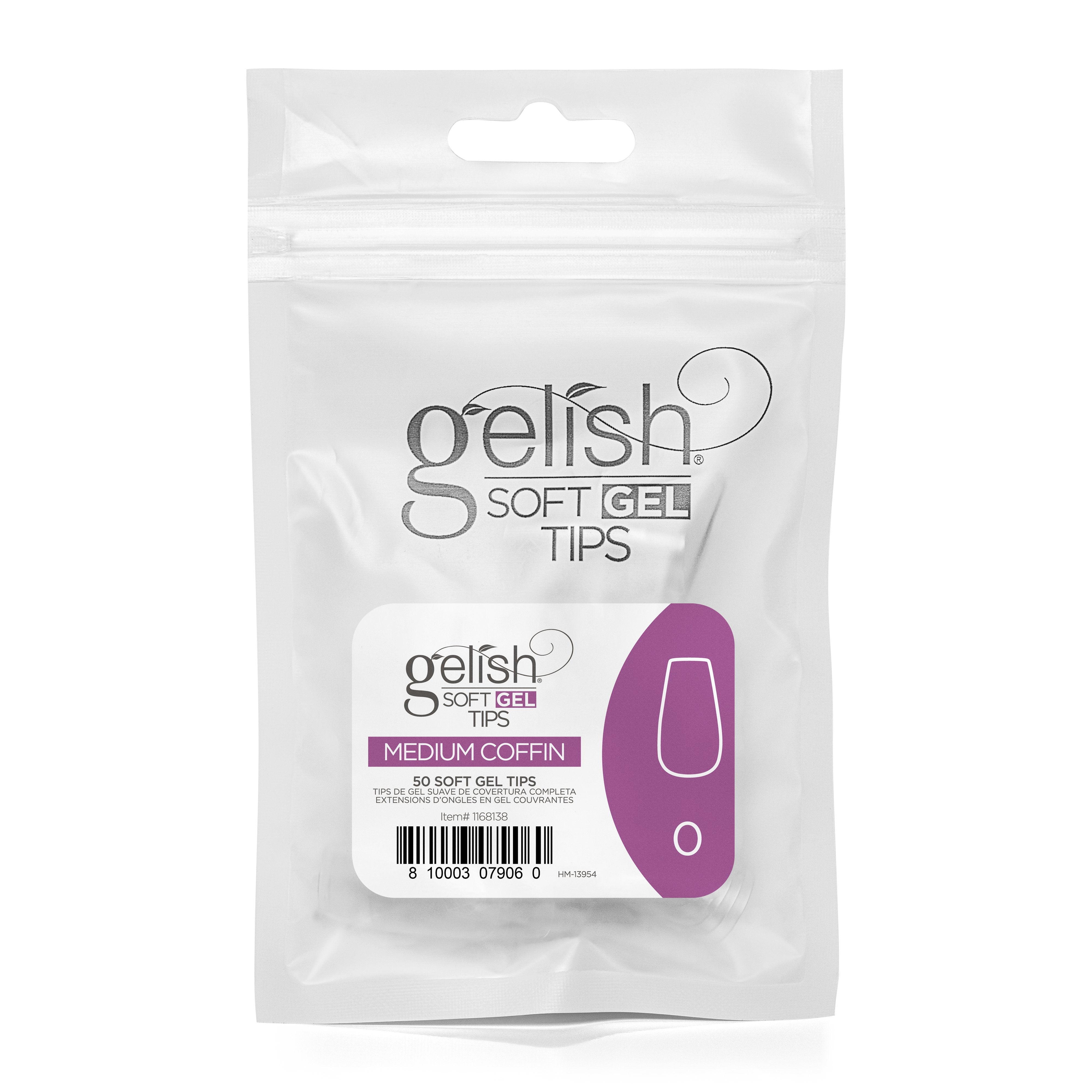 Harmony Gelish - Soft Gel Tips - Medium Coffin Size 0 50CT Refill