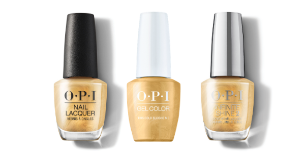 OPI Nail Lacquer, GelColor & Infinite Shine - This Gold Sleighs Me