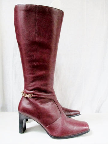 high heel burgundy boots