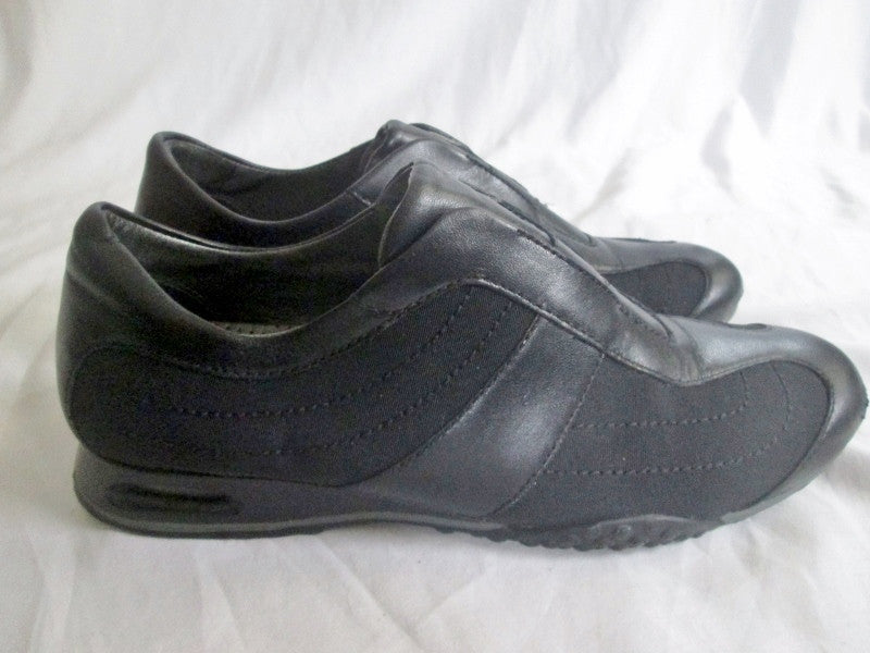Womens COLE HAAN NIKE AIR Leather Sport Shoe Athletic 7.5 BLACK Sneake ...