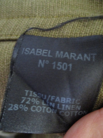 NEW ISABEL MARANT Linen Cotton jacket coat 38 GREEN OLIVE KH Psychotic Leopard
