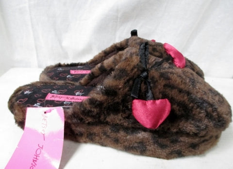 NEW Womens BETSEY JOHNSON LEOPARD Fur Slippers Knit 9/10 Shoes NWT Booties