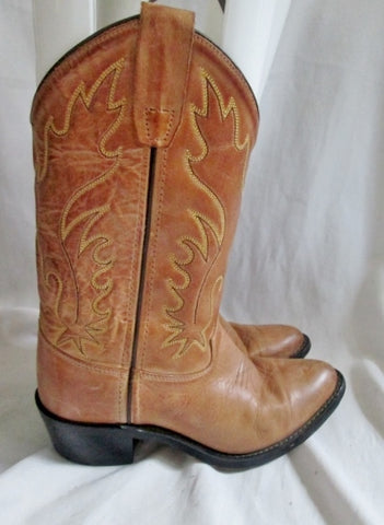 Kids Boys Girls Youth OLD WEST Leather Western Cowboy Boot 8129 BROWN ...