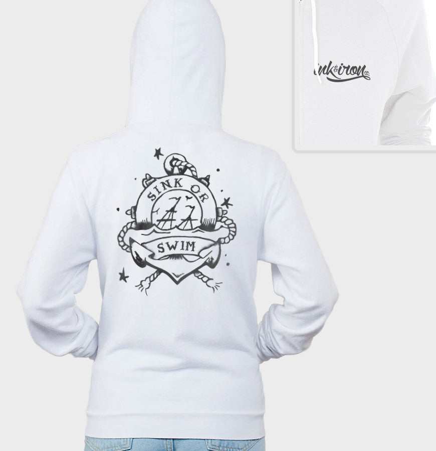 ladies white zipped hoodie