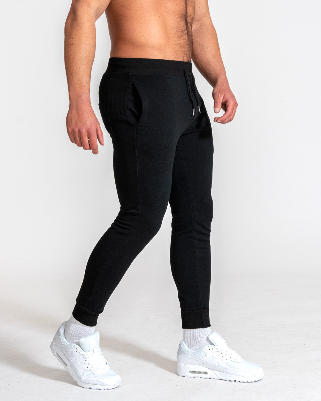 Men's Black Muscle Fited French Terry Joggers | Muscle Fit Basics