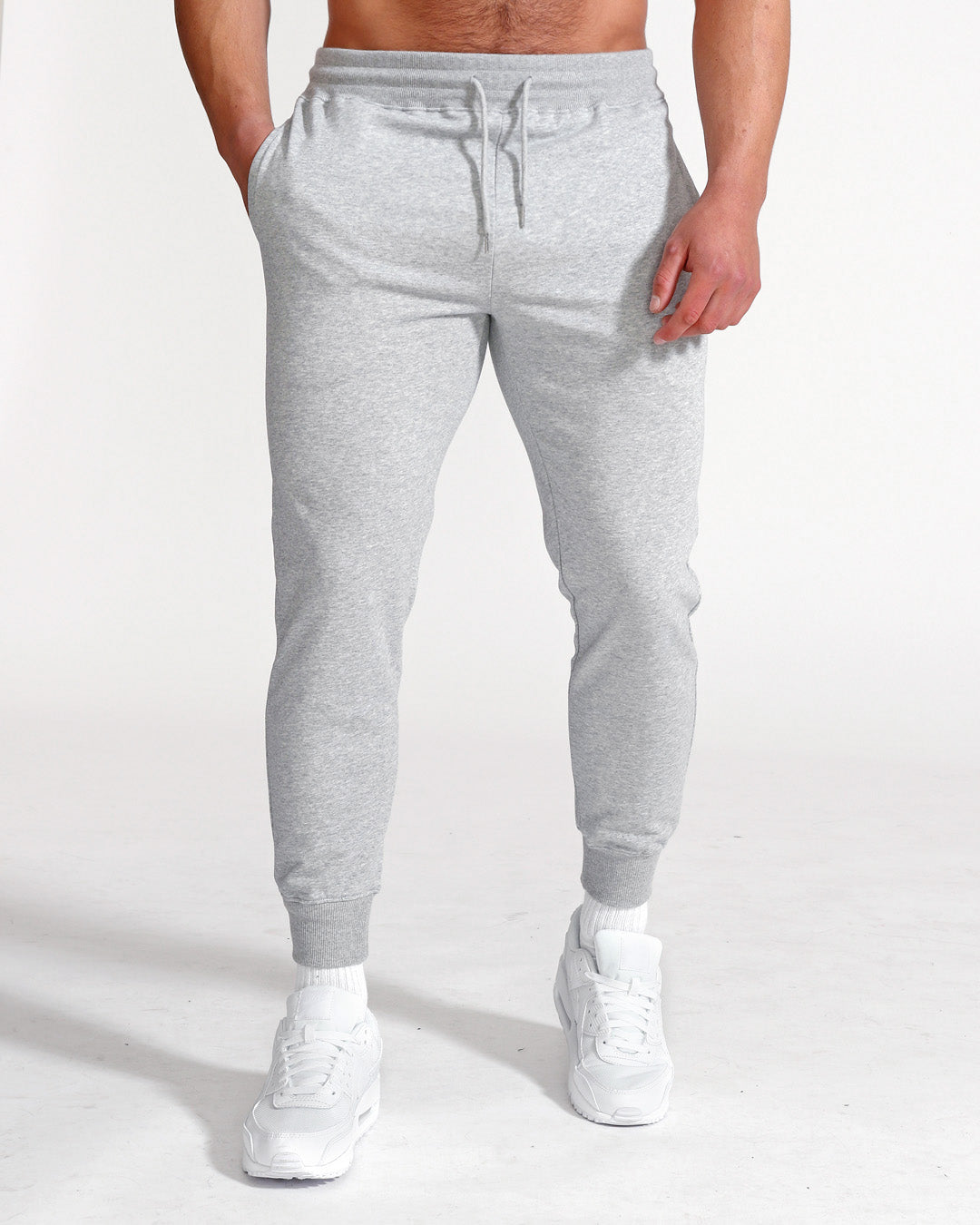 Men's Light Grey Muscle Fited French Terry Joggers | Muscle Fit Basics