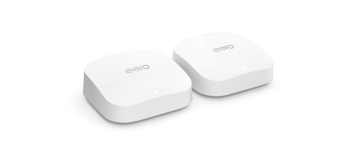 Echo Dot con reloj (5.ª generación, modelo de 2022) Blanco con eero Mesh  Wifi Router