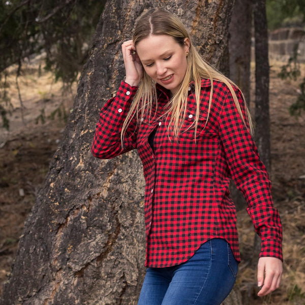 red and black flannel jacket women's