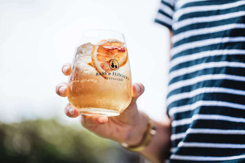 Bass & Flinders Distillery Mornington Peninsula G&T cocktail with orange garnish