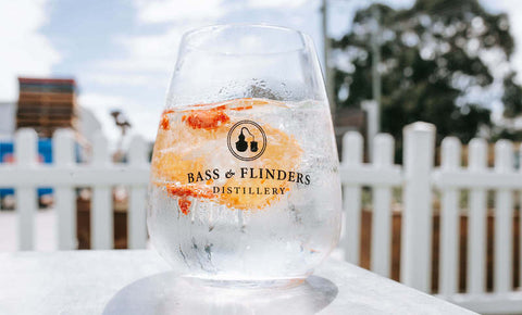 Bass & Flinders Distillery Mornington Peninsula gin and tonic with orange garnish