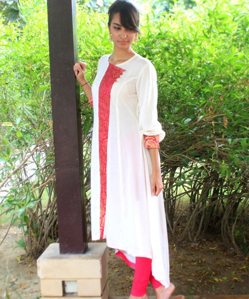 Summer Trend Fashion, White Kurta, Coral Leggings: Outfit Of The Day |  Cosmochics | Best Blogs for Fashion, Beauty, Lifestyle and Parenting