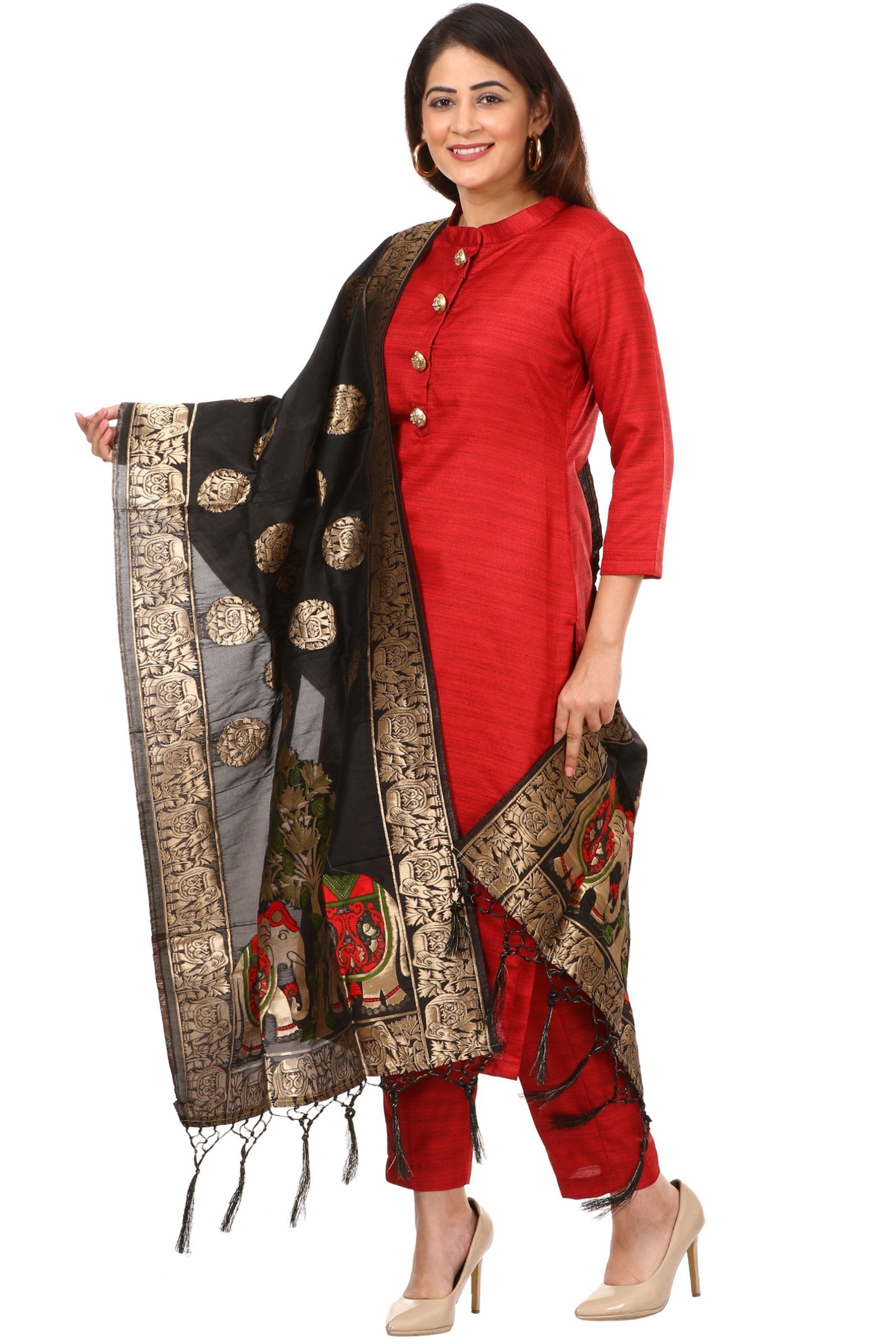 Festive Black Straight Velvet Kurti with Black Leggings – anokherang