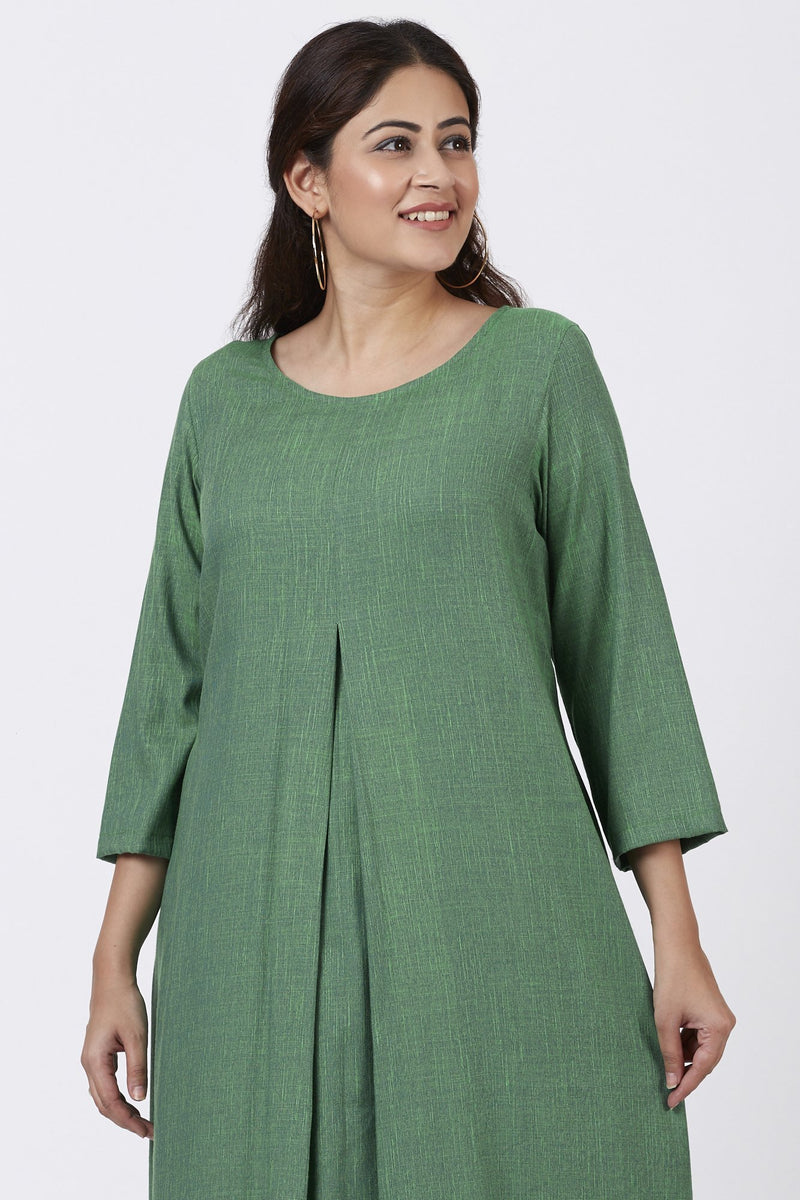 Shaded Jade Front Pleat Kurti with Straight Pants – anokherang