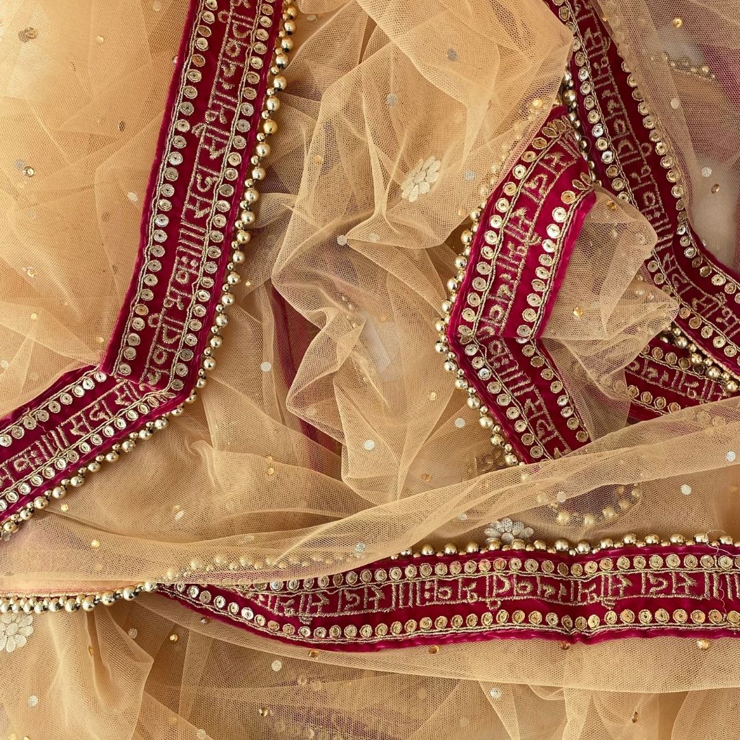 Bridal Gold Red Stone Saubhagyavati Net Dupatta – anokherang