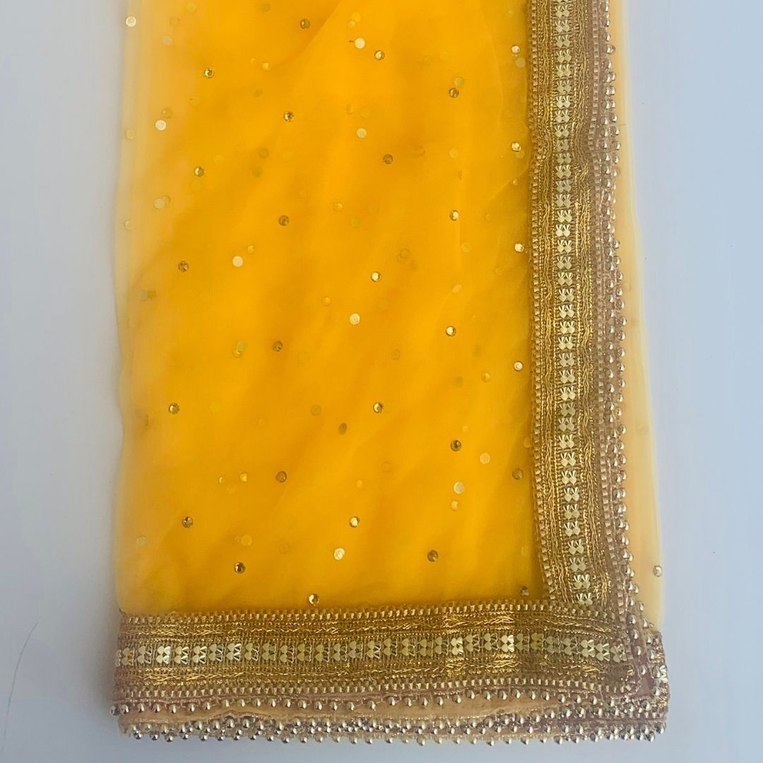 Haldi Yellow Stone Embelished Net Dupatta – anokherang