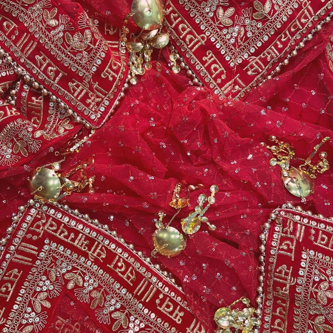 Red Saubhagyavati Bridal Entry Kaleere Dupatta – anokherang