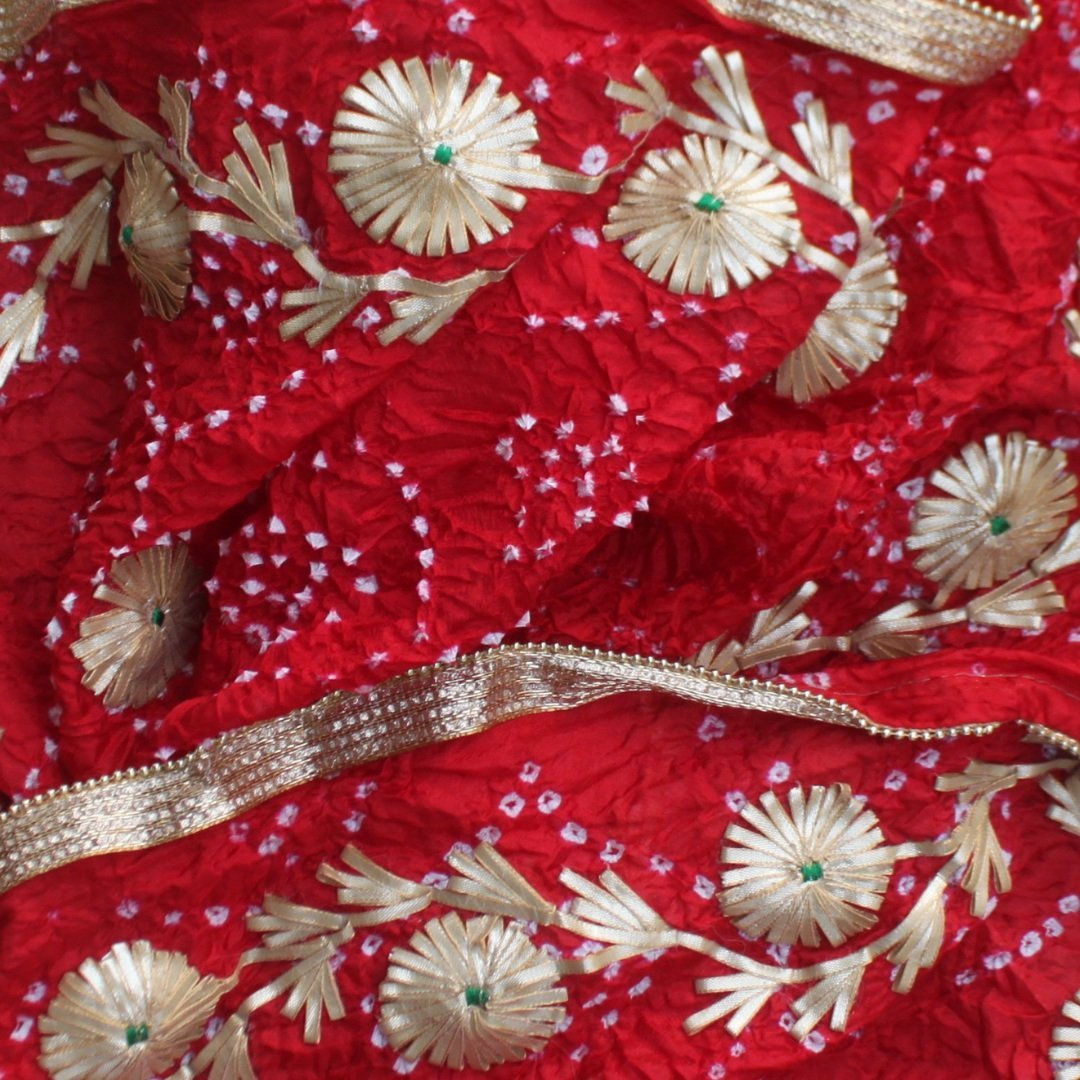 Red Gotta Silk Bandhej Dupatta – anokherang