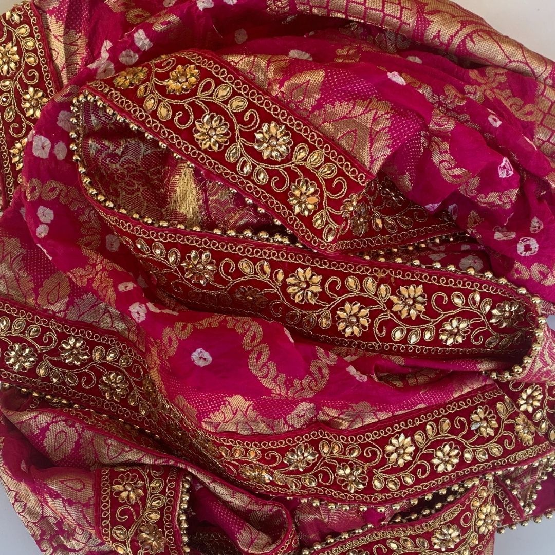 Traditional Bridal Pink Bandhej Dupatta – anokherang