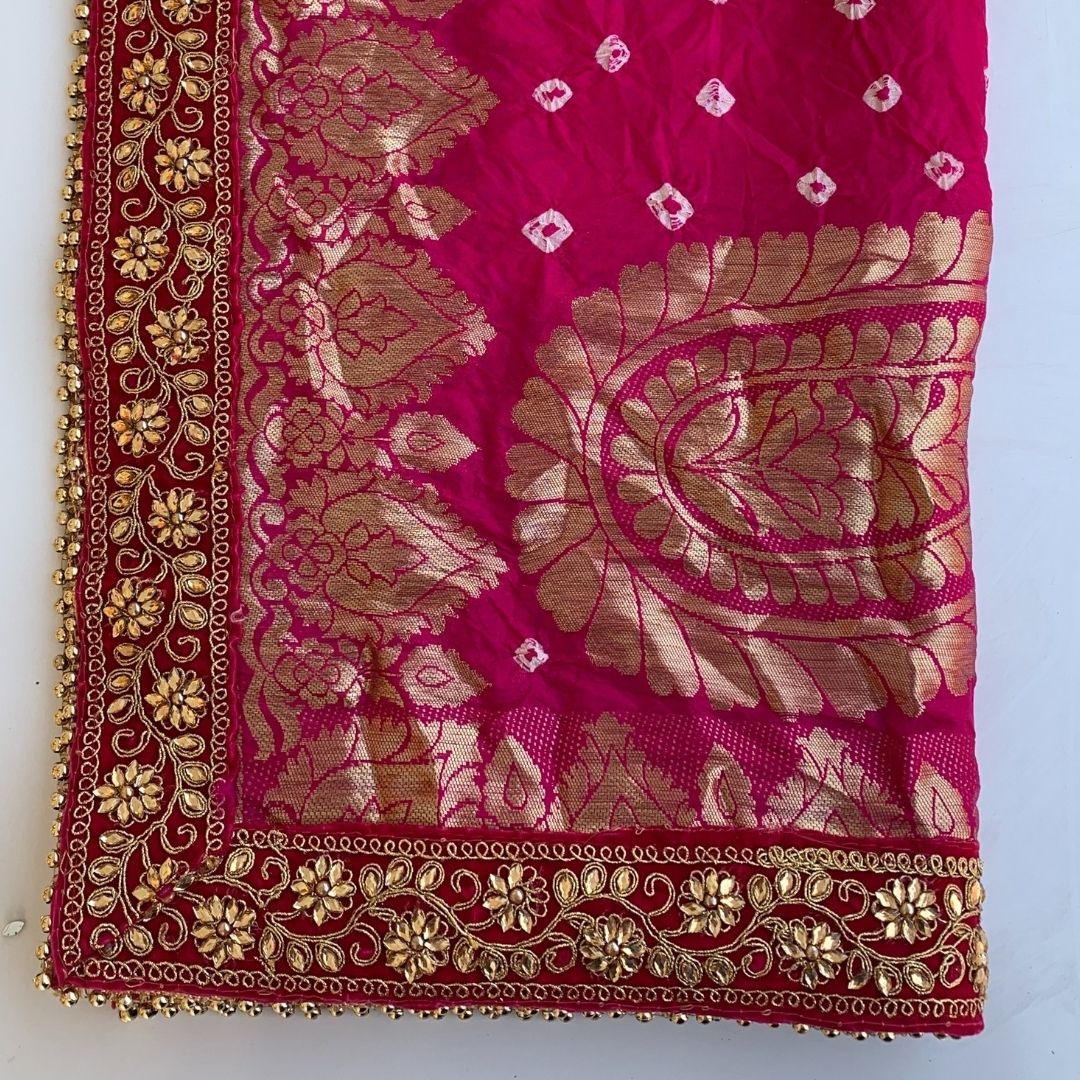Traditional Bridal Pink Bandhej Dupatta – anokherang