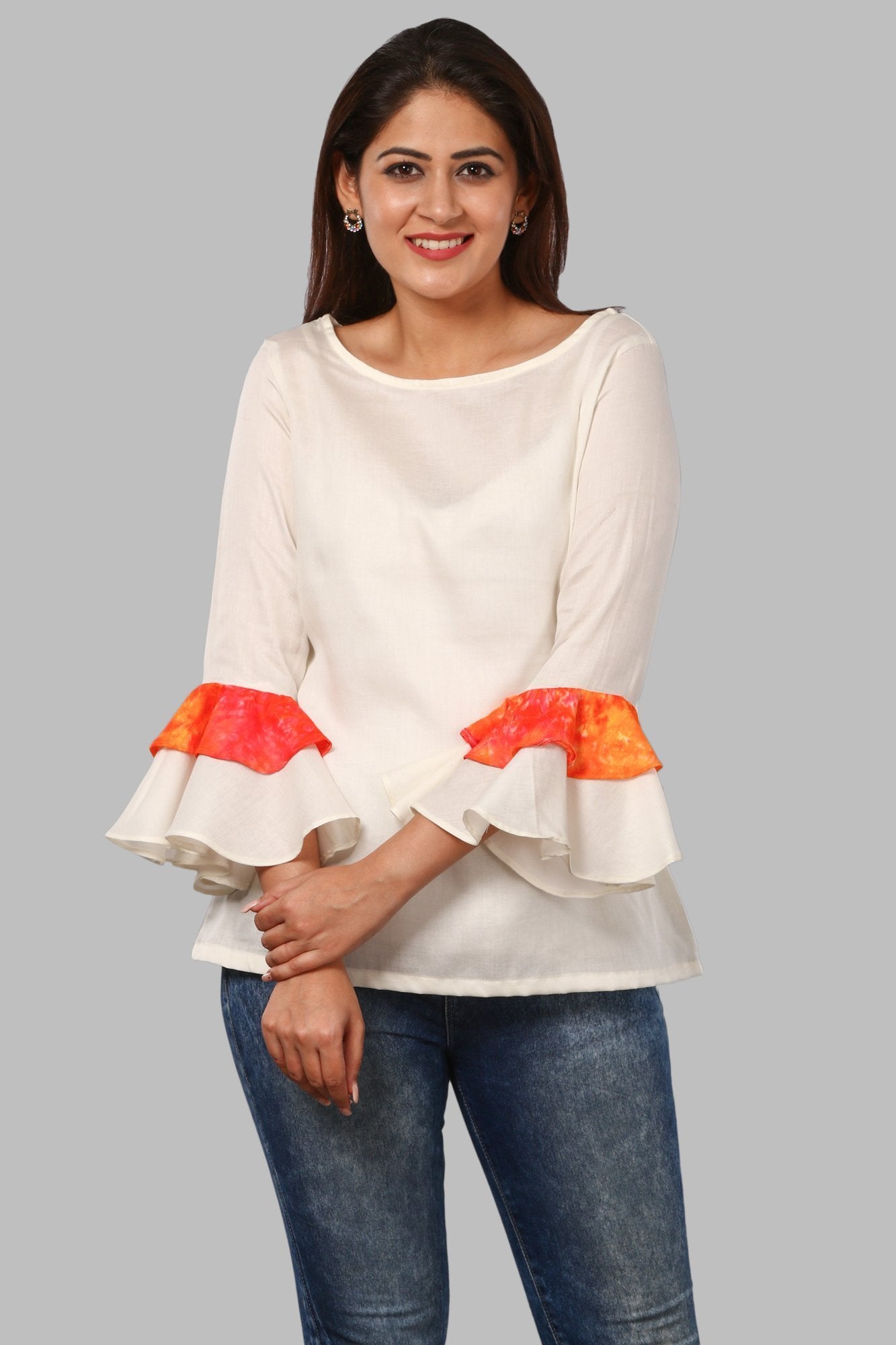 double ruffle sleeve top