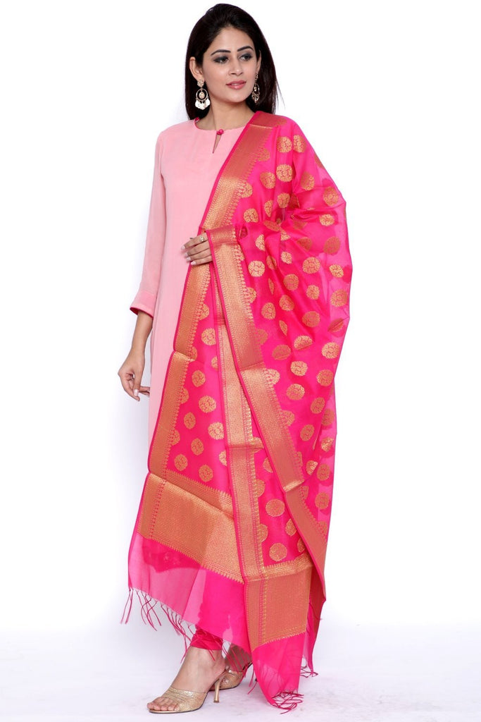 Anokherang Peachesnpink Straight Kurti With Dupatta Ethnic Fashion In All Sizes From Xs To 1281