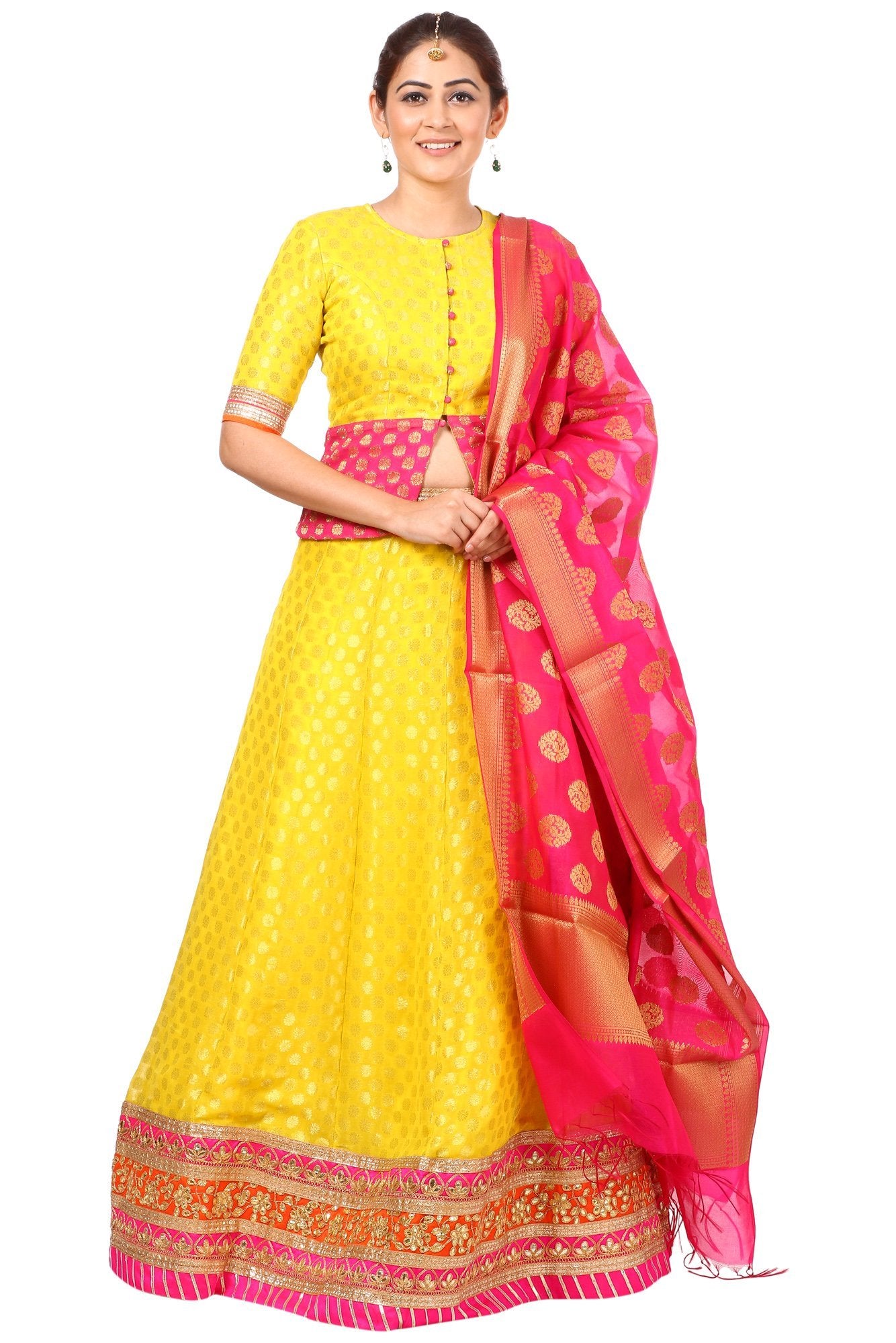 yellow pink lehenga choli