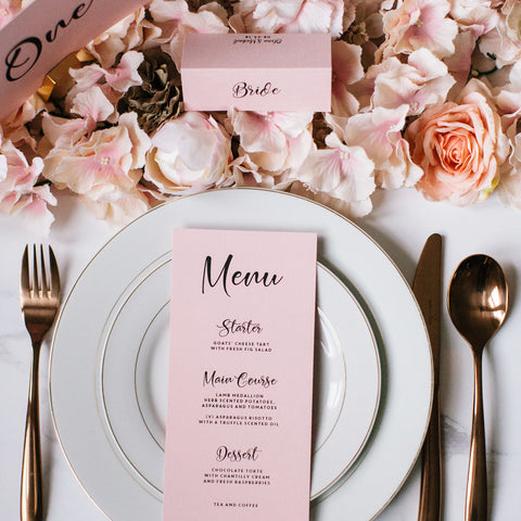 Allegra pink menu and place card