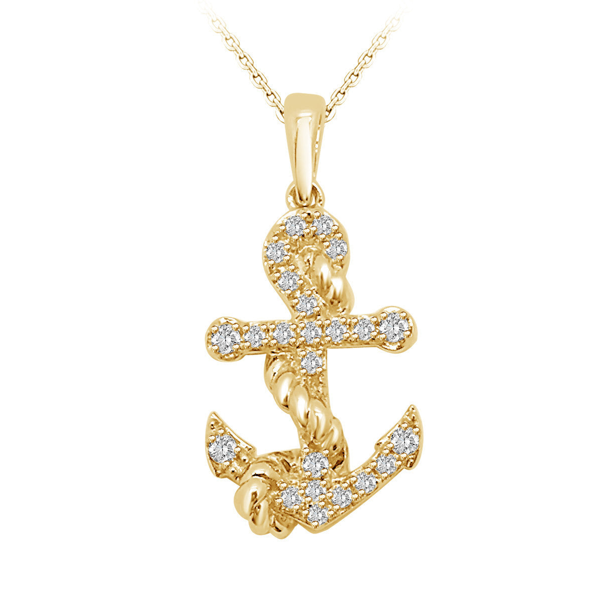 0.44 ct Anchor Diamond Pendant in 14K White & Yellow Gold (I-J,I2) - Gem-Sutra-Dev