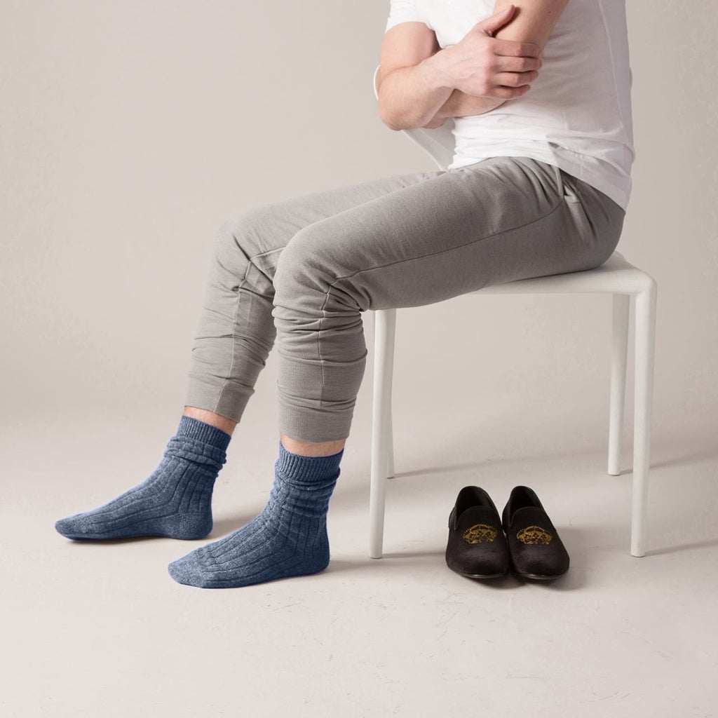 Men's Luxury Cashmere Home & Bed Socks - Denim – Masters of Mayfair