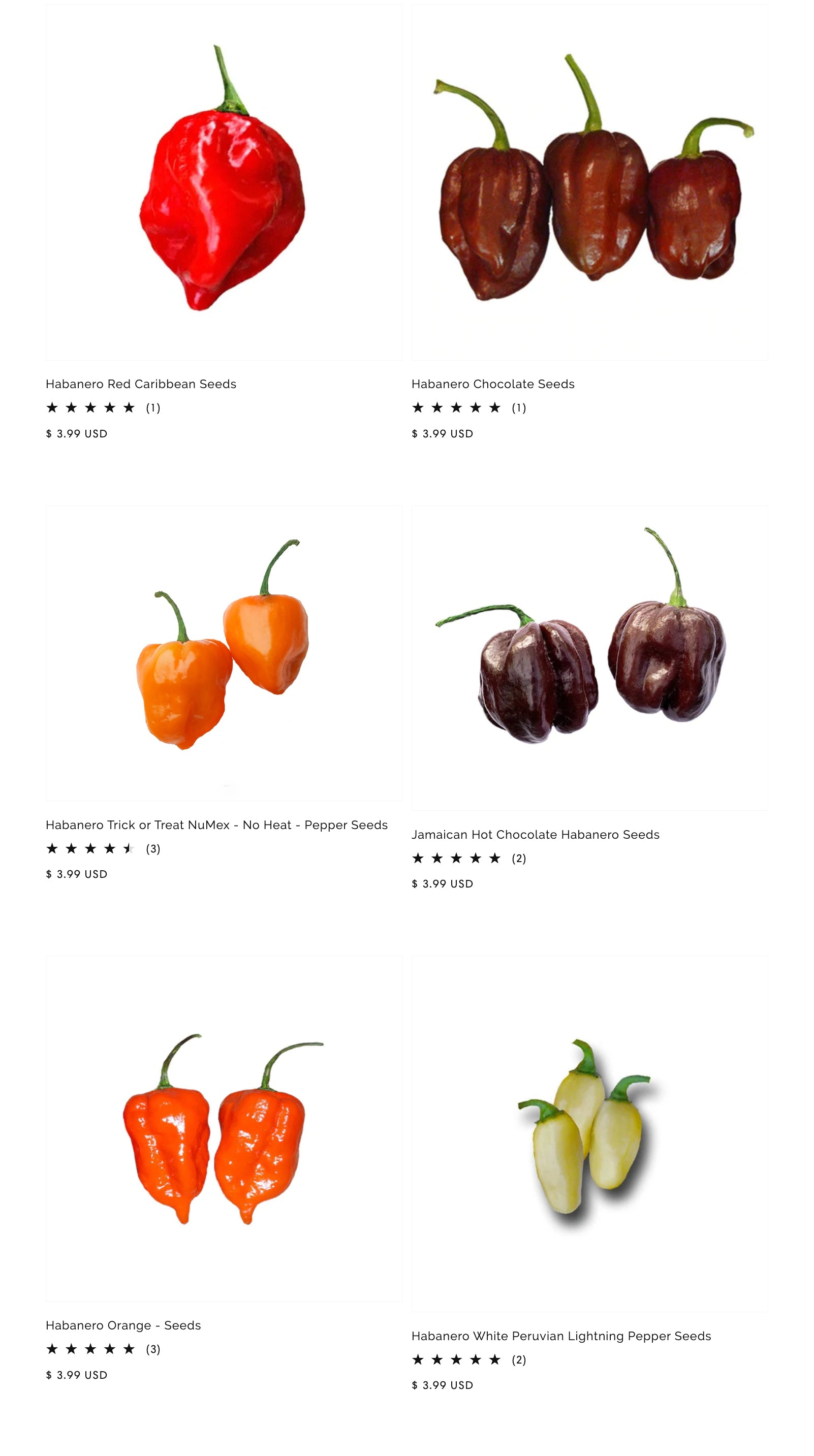 Habanero Pepper Seeds - 6 Varieties