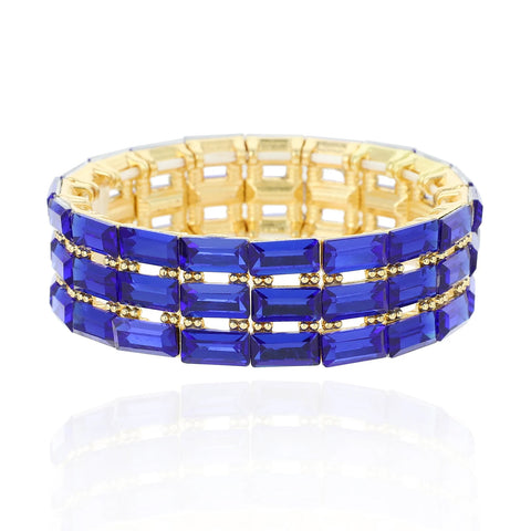 Madison Rectangle Rhinestone Bracelet - Royal Blue