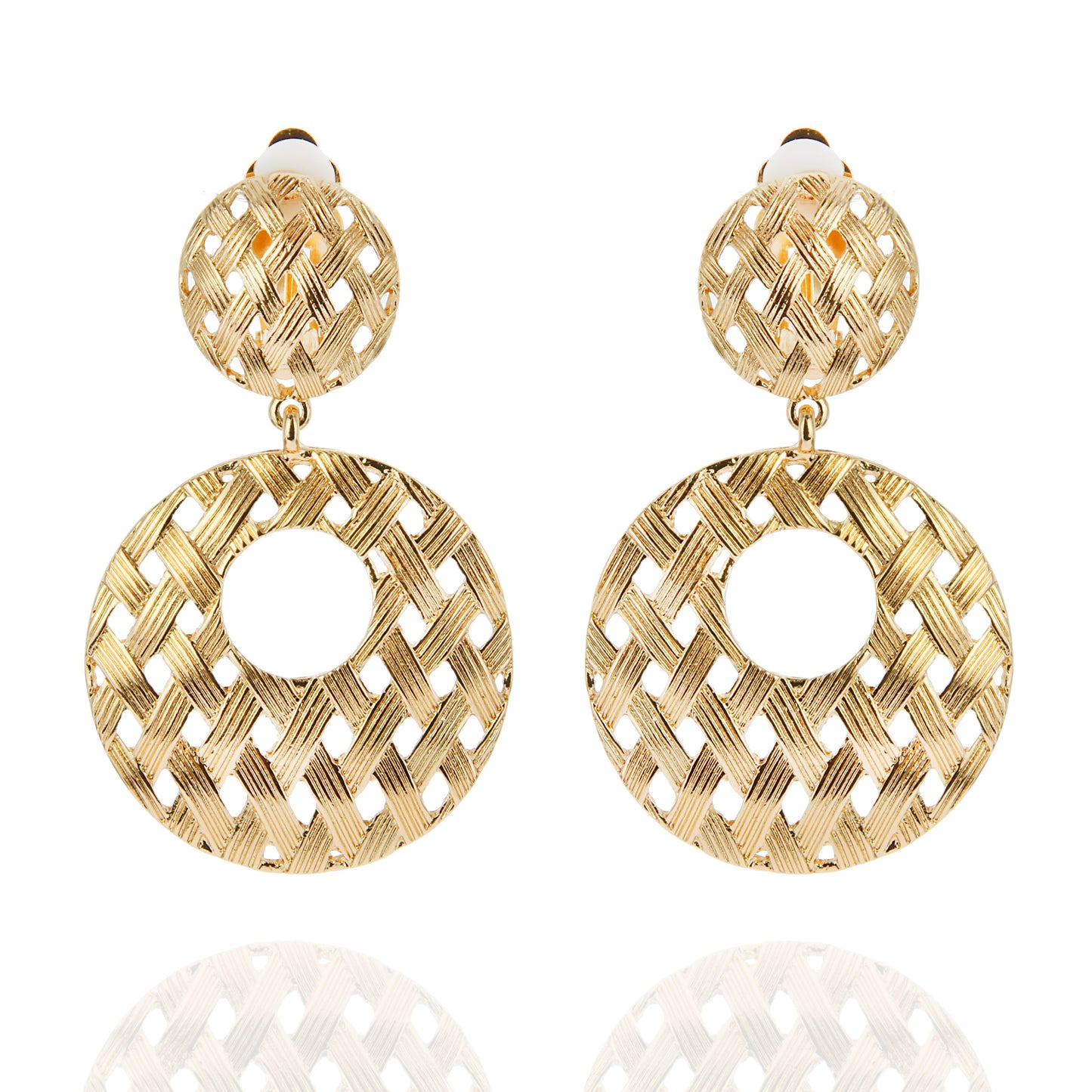 Teresa Round Woven Drop Clip-on Earrings - Gold – SP Sophia Collection