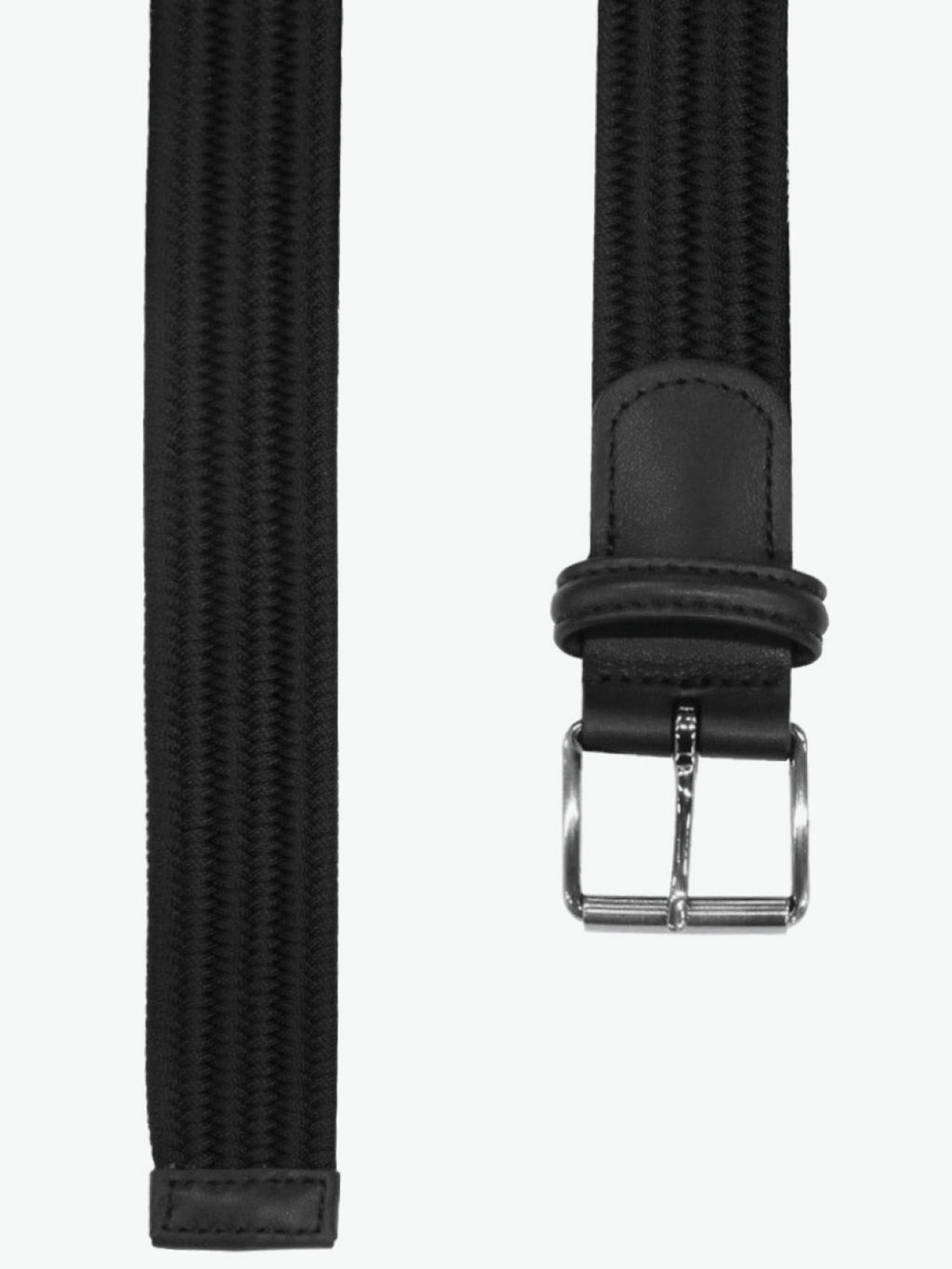 Adan Tonal Braided Elastic Webbing Belt, Black