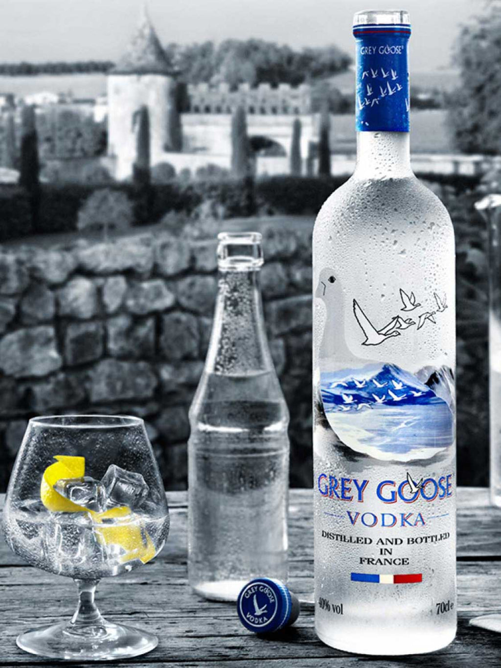 Grey Goose Vodka Bottle and Other Premium Brands With Lights 