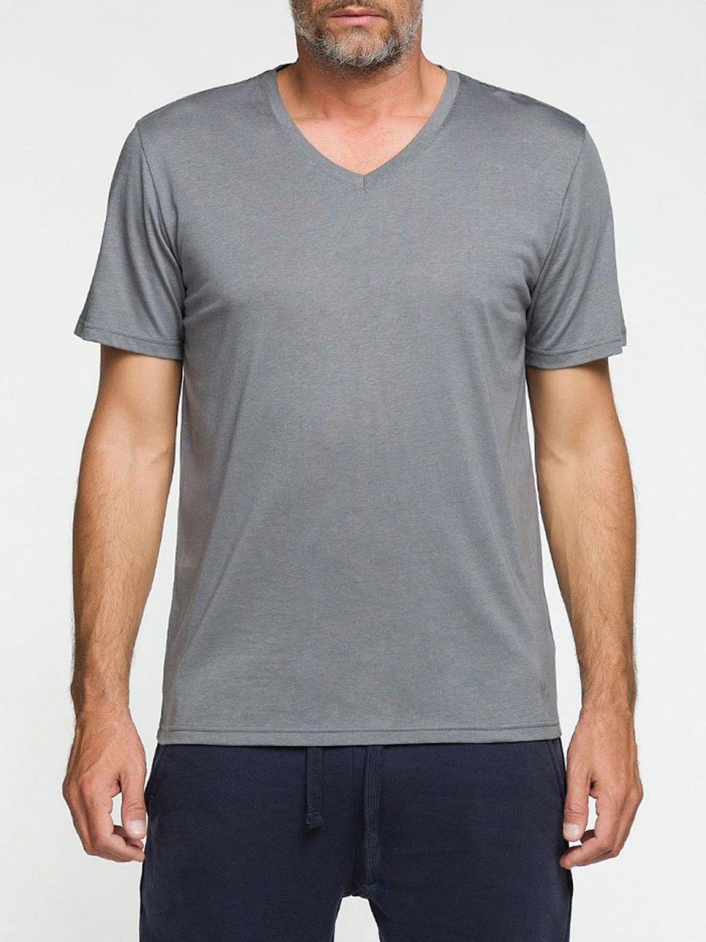Regular Fit Organic Cotton V-neck T-shirt Melange Grey