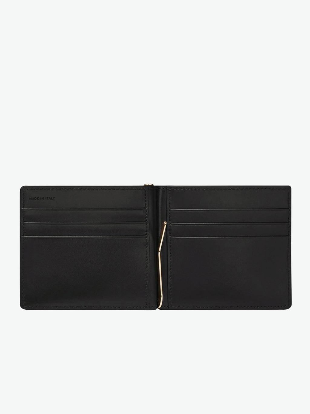 Grain Leather Wallet With Money Clip in Black - Saint Laurent