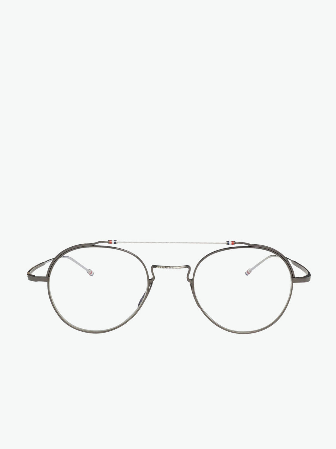 Thom Browne TBX912 Black Iron And Silver Oval Optical Glasses