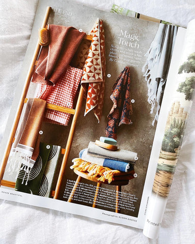 From, Mila Khadi cotton hand towels featured in House Beautiful magazine