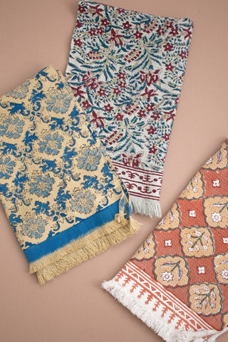 Hand block printed khadi hand towels