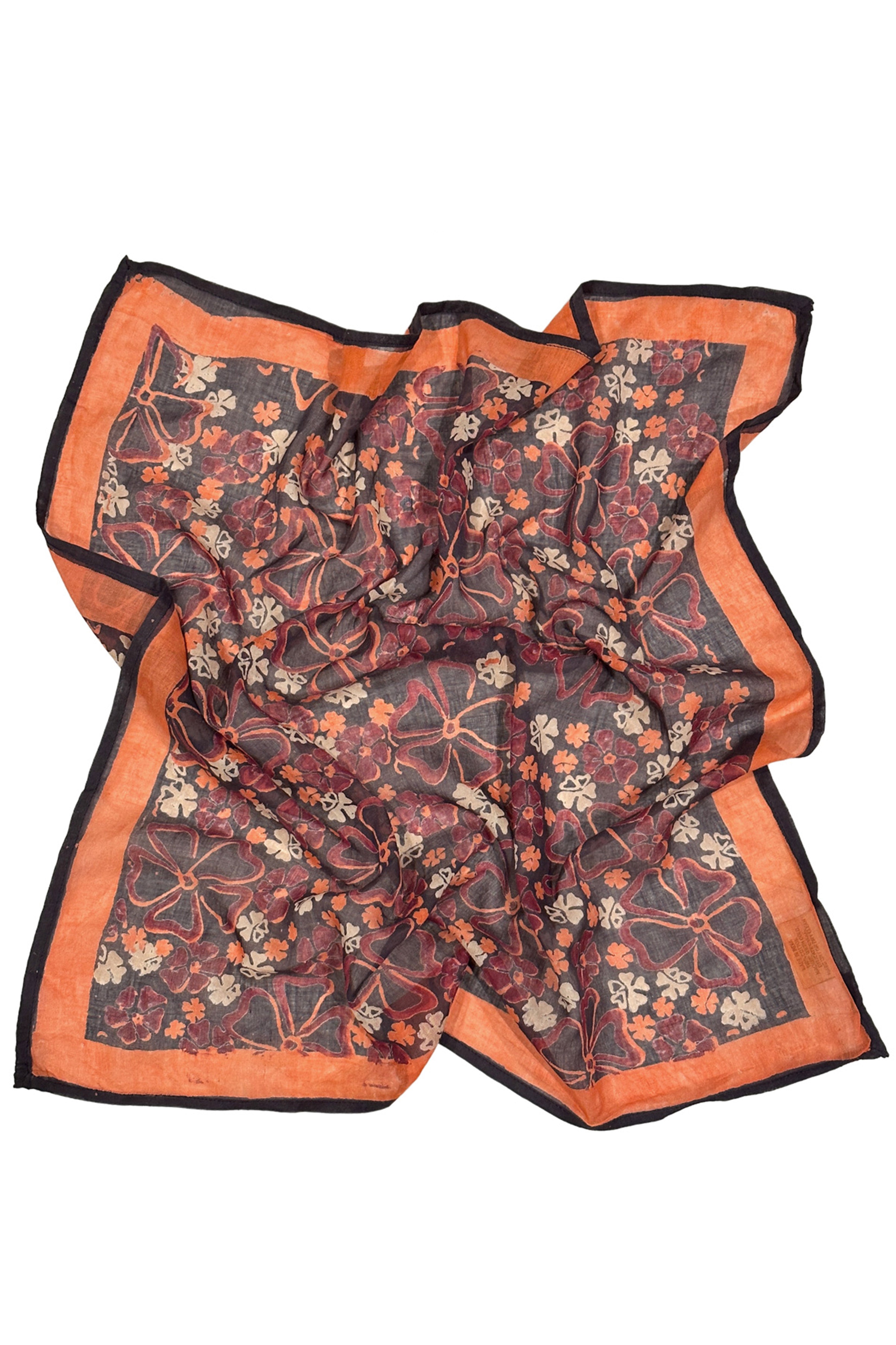 Wool Block Print Floral Bandana Scarf - Lana | From, Mila