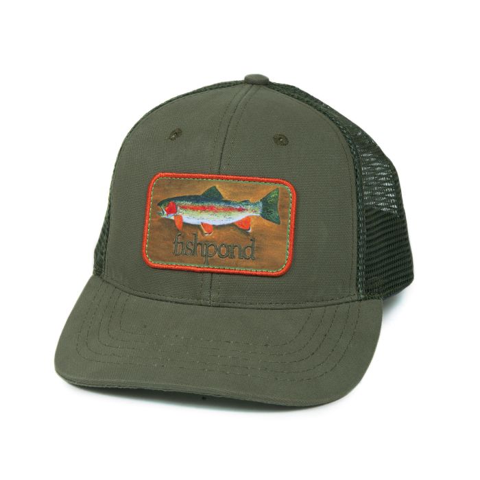 Rainbow Trout Skin Patch Trucker Hat Snapback Rope Fly Fishing