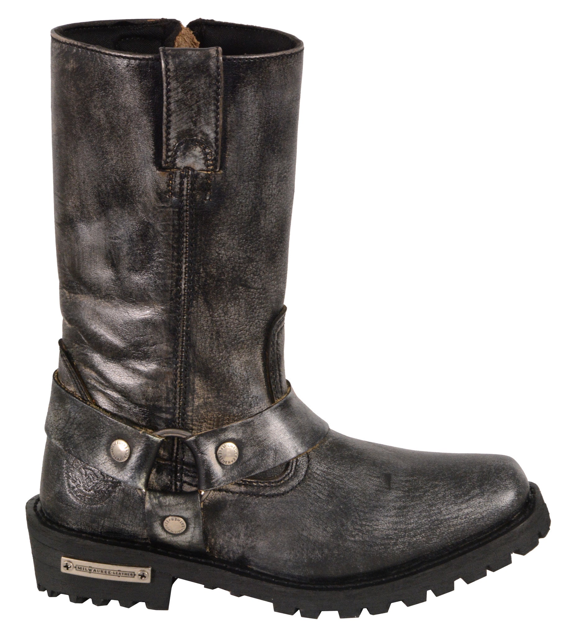 distressed motorcycle boots