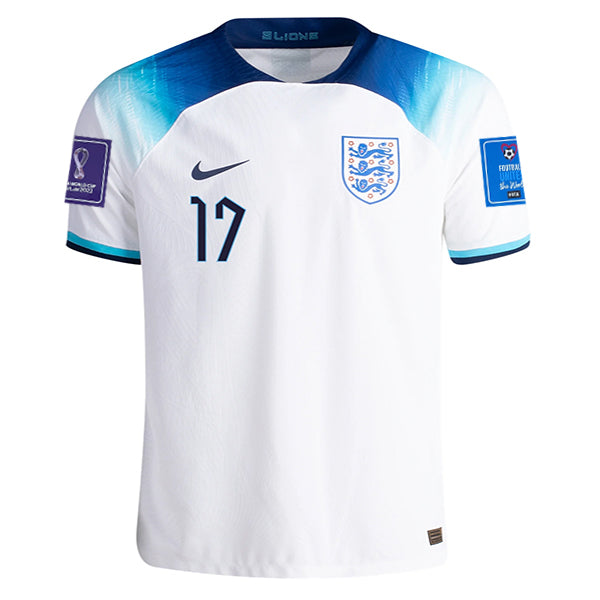 England Bukayo Saka Authentic Match Home Jersey 22/23 w/ World Cu - Soccer Wearhouse