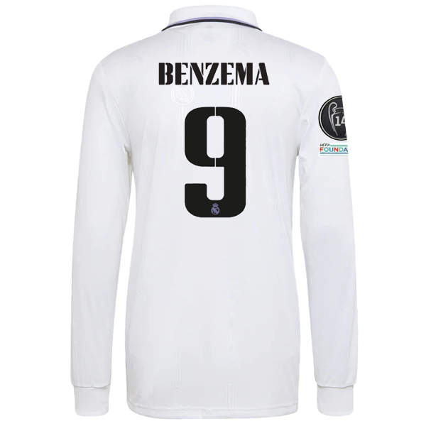 adidas Real Madrid Home Karim Benzema Camiseta de manga larga con parc - Wearhouse